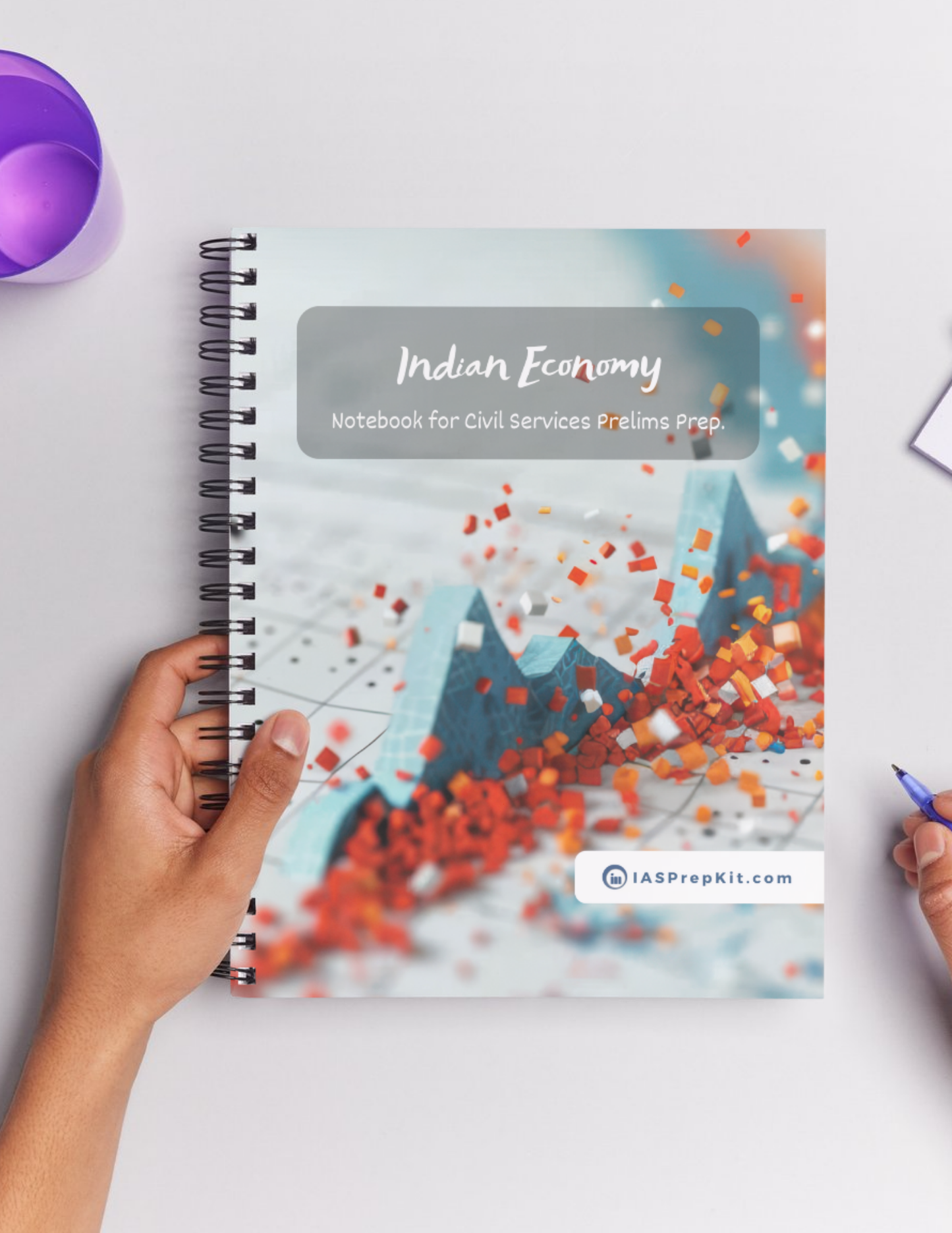 INDIAN ECONOMY Cover Page - Unruled 200 Pages (UPSC QCAB Size) Notebook - for PRELIMS - Wiro Binding (Metal Rings) - Inclusive of 12% GST - FREE Shipping