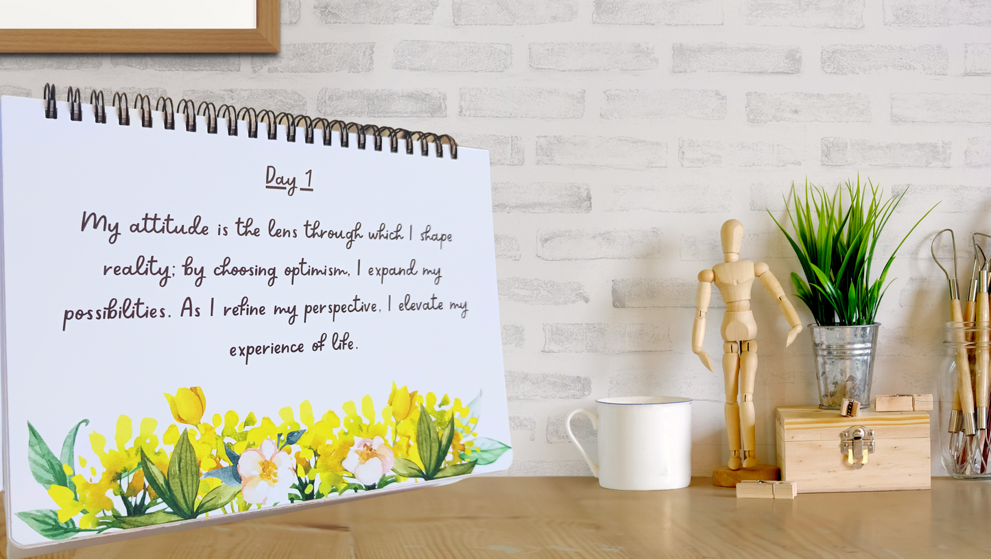 REORIENT - Daily Affirmation Flip Book for 4 Weeks - Crafted to improve & reinforce positivity in your attitude - A5 Size - Wiro Binding