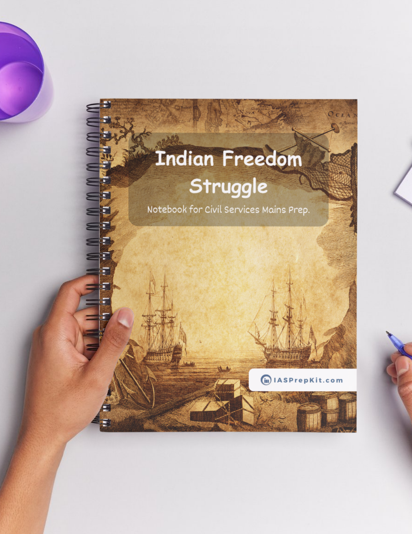 INDIAN'S FREEDOM STRUGGLE Cover Page - Unruled 200 Pages (UPSC QCAB Size) Notebook - for MAINS - Wiro Binding (Metal Rings) - Inclusive of 12% GST - FREE Shipping