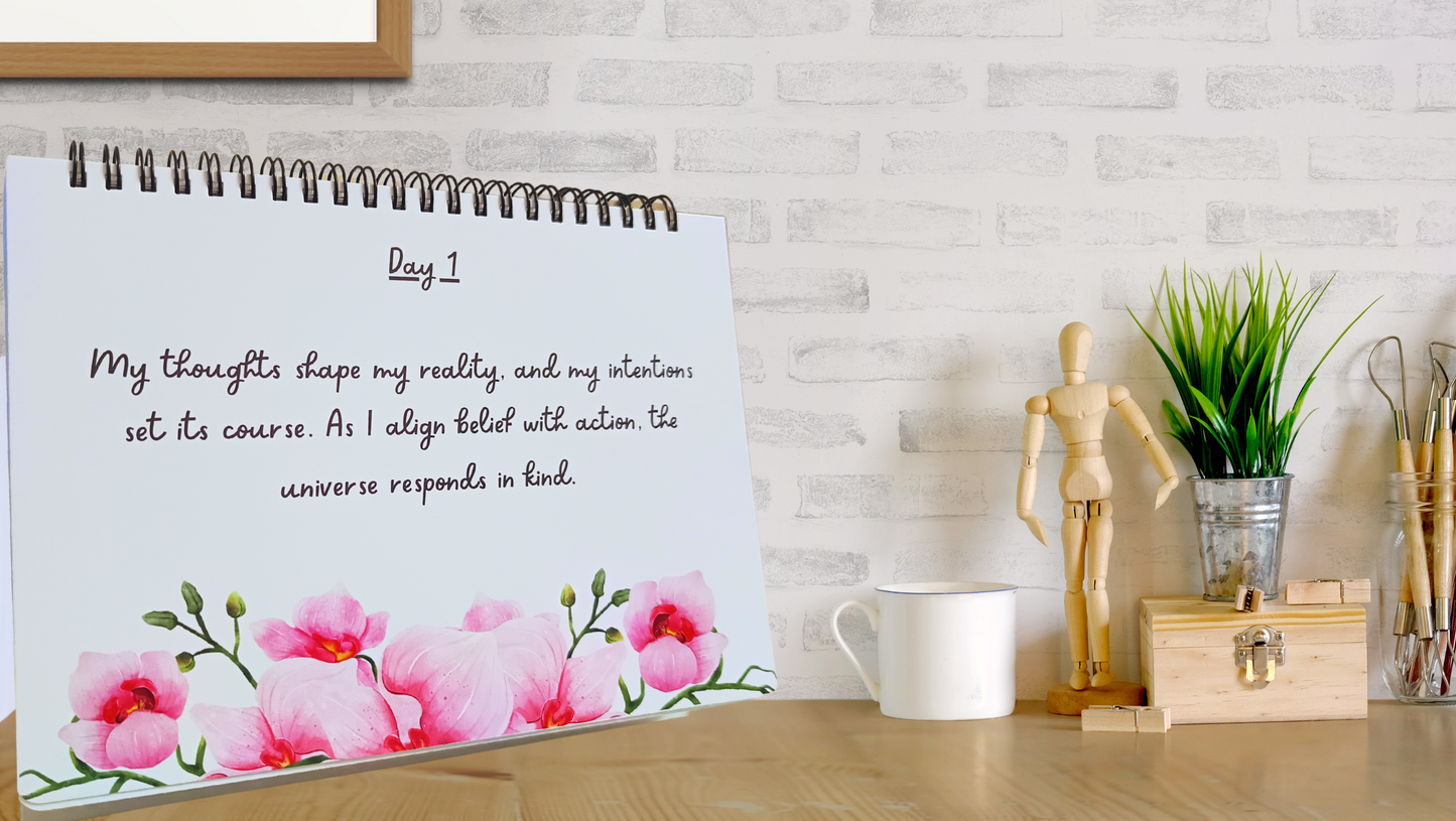 MANIFEST - Daily Affirmation Flip Book for 4 Weeks - Crafted to bring the positivity that you desire in your life - A5 Size - Wiro Binding