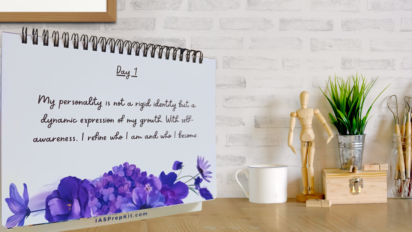 REFLECT - Daily Affirmation Flip Book for 4 Weeks - Crafted for identifying & inculcating best personality traits - A5 Size - Wiro Binding