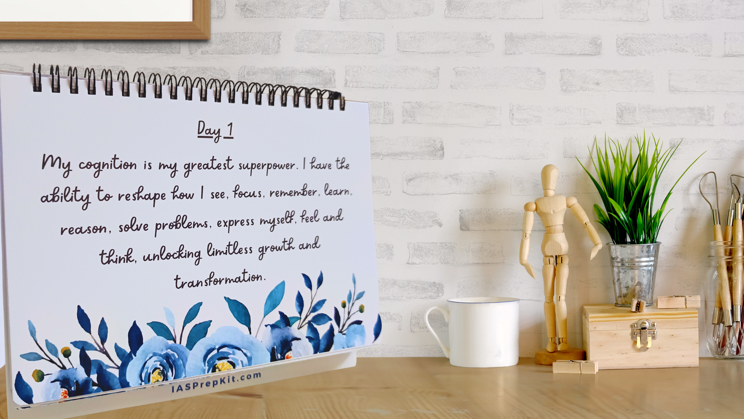 THOUGHTFUL - Daily Affirmation Flip Book for 4 Weeks - Crafted to improve & reinforce positivity in your cognition - A5 Size - Wiro Binding