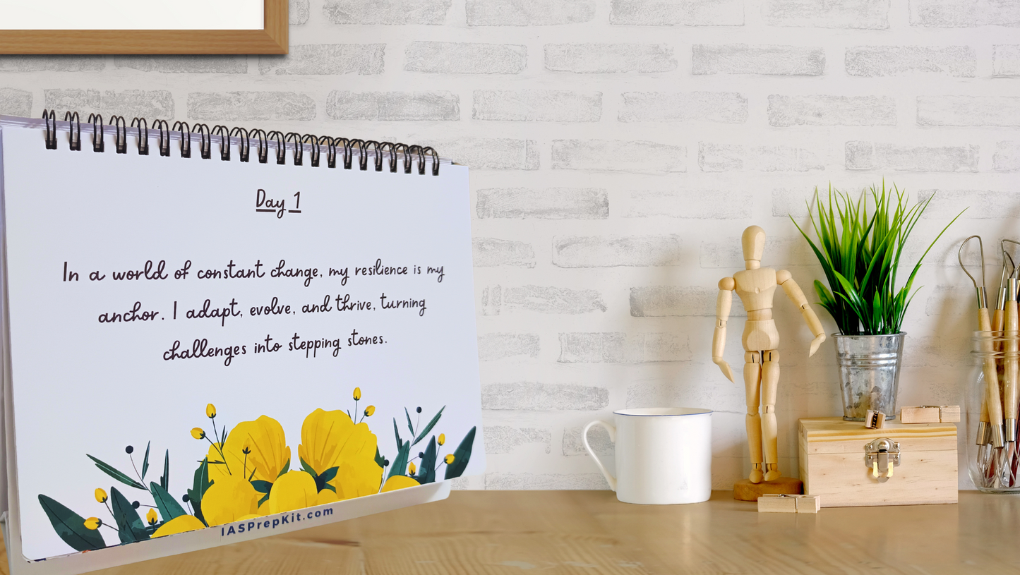 EMBRACE - Daily Affirmation Flip Book for 4 Weeks - Crafted to help you build resilience in the changing world - A5 Size - Wiro Binding