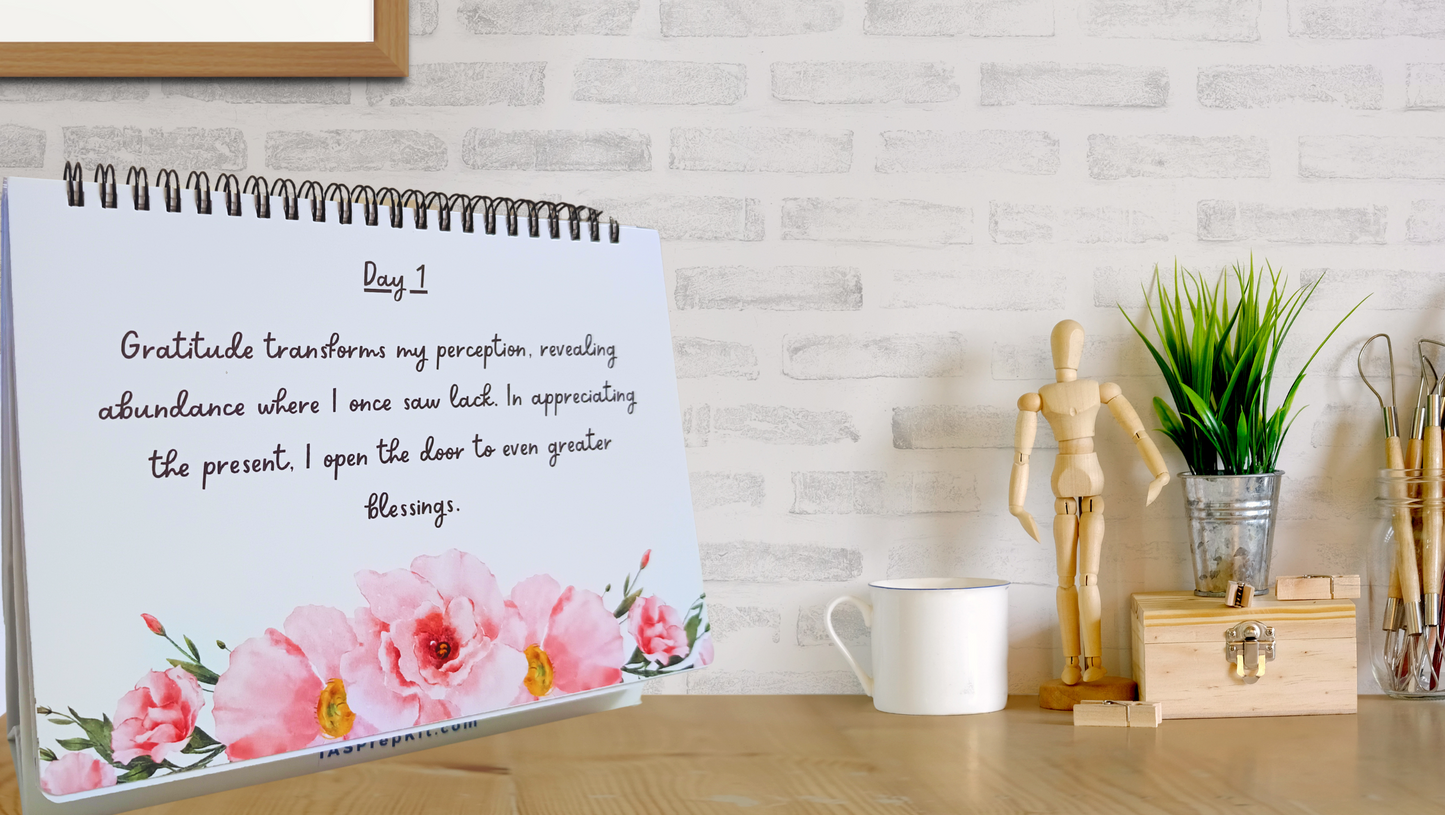 HUMILITY - Daily Affirmation Flip Book for 4 Weeks - Crafted for inculcating gratitude in everyday actions - A5 Size - Wiro Binding