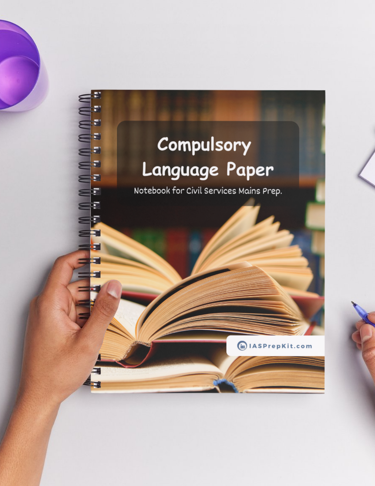 COMPULSORY LANGUAGE PAPER Cover Page - Unruled 200 Pages (UPSC QCAB Size) Notebook - for MAINS - Wiro Binding (Metal Rings) - Inclusive of 12% GST - FREE Shipping
