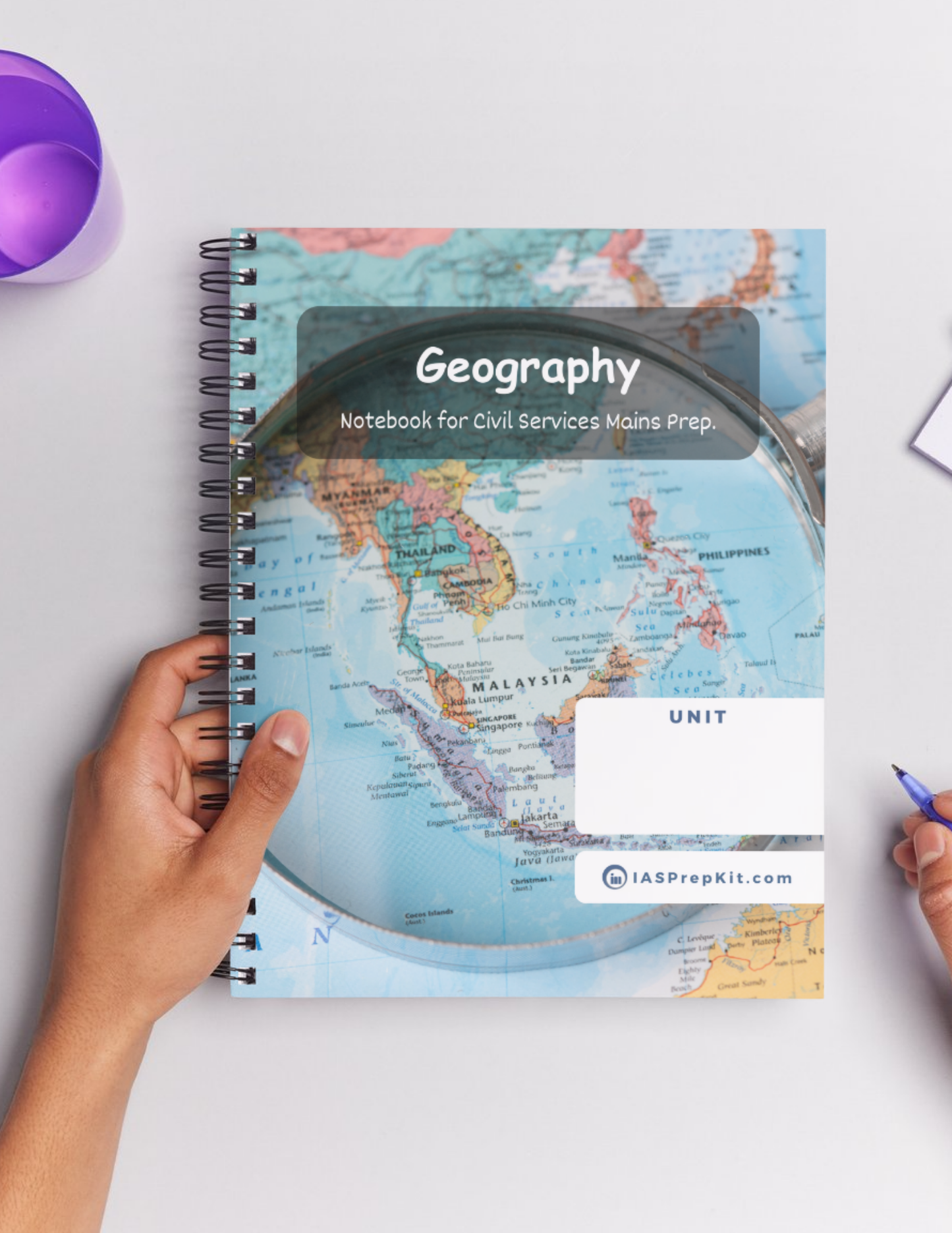 GEOGRAPHY Cover Page - Unruled 200 Pages (UPSC QCAB Size) Notebook - for MAINS - Wiro Binding (Metal Rings) - Inclusive of 12% GST - FREE Shipping