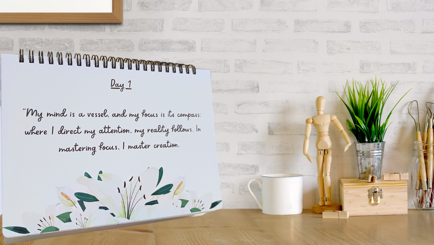 FOCUS - Daily Affirmation Flip Book for 4 Weeks - Crafted for pushing you towards achieving your goal - A5 Size - Wiro Binding