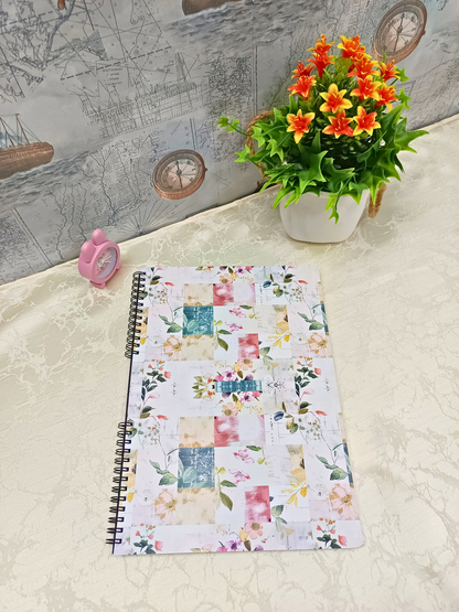 Botanica Tiles Cover Design - Large Size A4 Notebook - 200 Pages