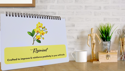 REORIENT - Daily Affirmation Flip Book for 4 Weeks - Crafted to improve & reinforce positivity in your attitude - A5 Size - Wiro Binding