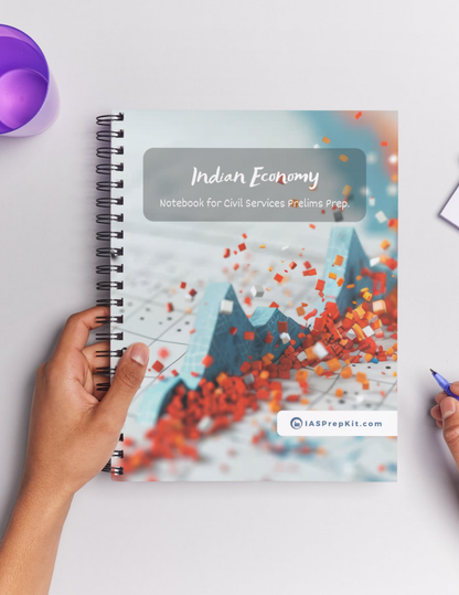 INDIAN ECONOMY Cover Page - Unruled 200 Pages (UPSC QCAB Size) Notebook - for PRELIMS - Wiro Binding (Metal Rings) - Inclusive of 12% GST - FREE Shipping
