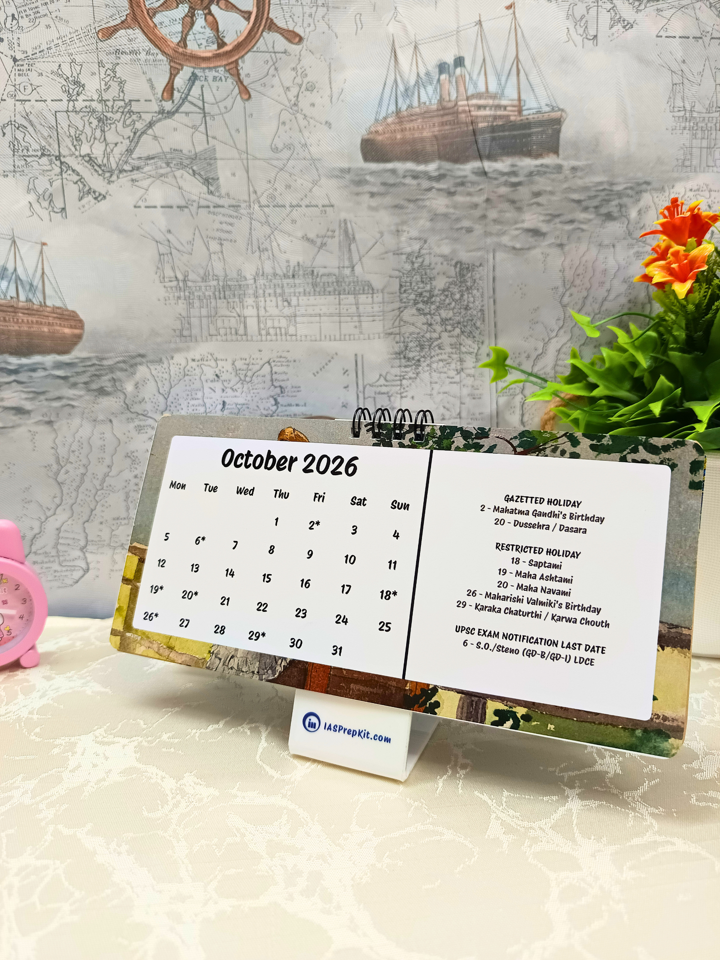 Art Glitch - 2026 UPSC Desk Calendar with Important UPSC Dates