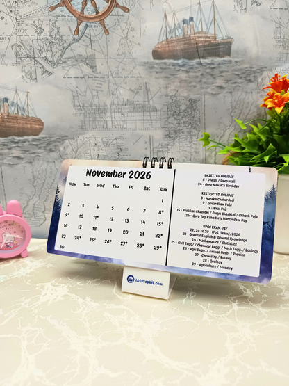 Art Glitch - 2026 UPSC Desk Calendar with Important UPSC Dates