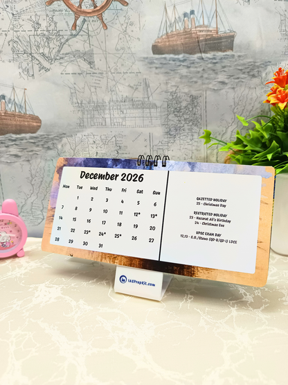 Art Glitch - 2026 UPSC Desk Calendar with Important UPSC Dates