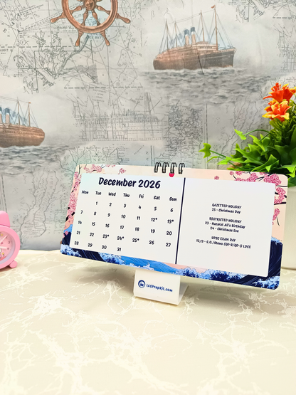 Sakura Waves - 2026 UPSC Desk Calendar with Important UPSC Dates