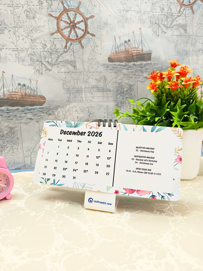 Floral Pastels - 2026 UPSC Desk Calendar with Important UPSC Dates
