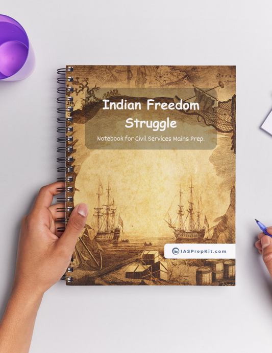 INDIAN'S FREEDOM STRUGGLE Cover Page - Unruled 200 Pages (UPSC QCAB Size) Notebook - for MAINS - Wiro Binding (Metal Rings) - Inclusive of 12% GST - FREE Shipping
