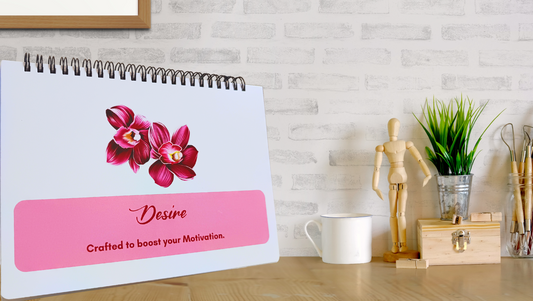 DESIRE - Daily Affirmation Flip Book for 4 Weeks - Crafted to boost your Motivation - A5 Size - Wiro Binding