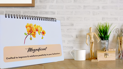 MAGNIFICENT - Daily Affirmation Flip Book for 4 Weeks - Crafted to improve & reinforce positivity in your behaviour - A5 Size - Wiro Binding