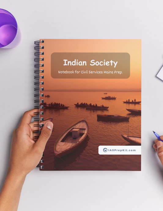 INDIAN SOCIETY Cover Page - Unruled 200 Pages (UPSC QCAB Size) Notebook - for MAINS - Wiro Binding (Metal Rings) - Inclusive of 12% GST - FREE Shipping