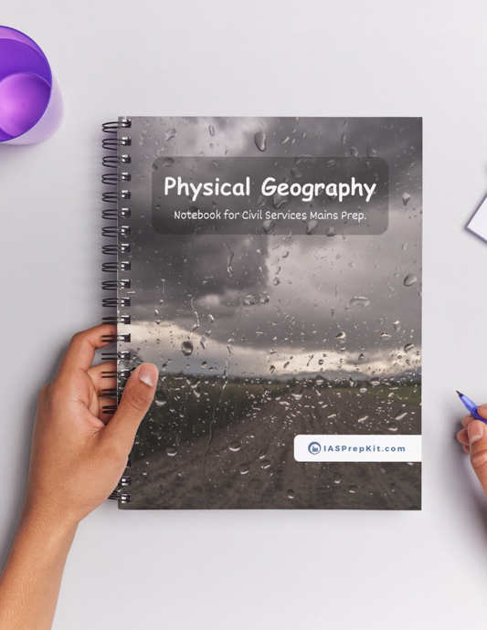 PHYSICAL GEOGRAPHY Cover Page - Unruled 200 Pages (UPSC QCAB Size) Notebook - for MAINS - Wiro Binding (Metal Rings) - Inclusive of 12% GST - FREE Shipping