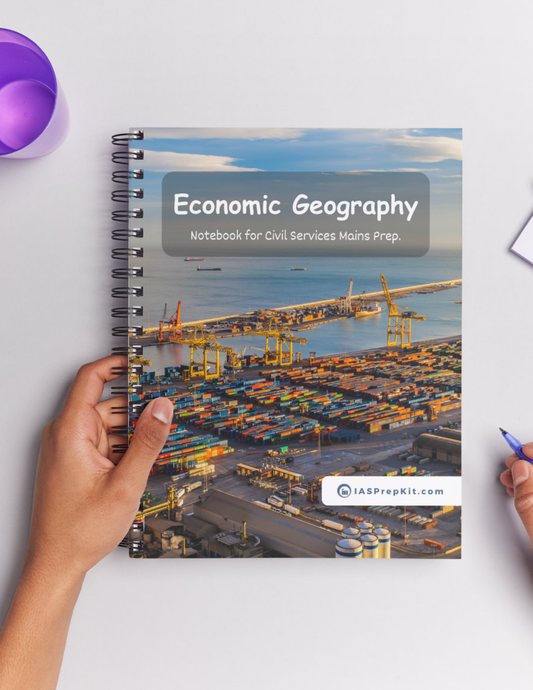 ECONOMIC GEOGRAPHY Cover Page - Unruled 200 Pages (UPSC QCAB Size) Notebook - for MAINS - Wiro Binding (Metal Rings) - Inclusive of 12% GST - FREE Shipping