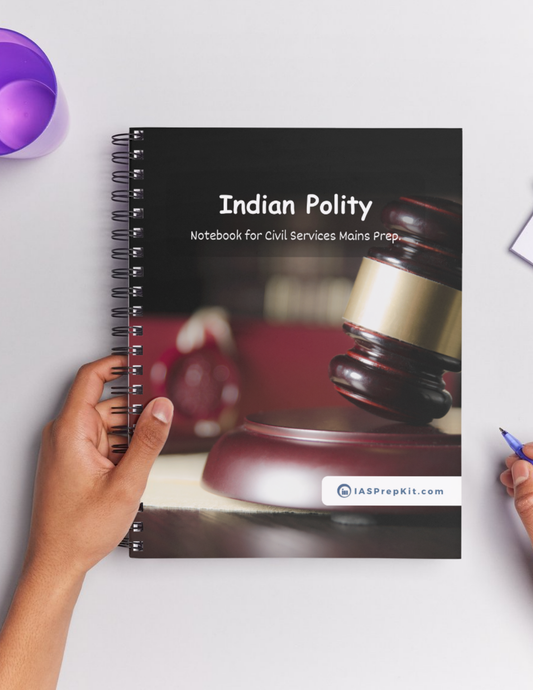 INDIAN POLITY Cover Page - Unruled 200 Pages (UPSC QCAB Size) Notebook - for MAINS - Wiro Binding (Metal Rings) - Inclusive of 12% GST - FREE Shipping