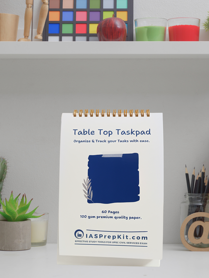 Table-Top Taskpad for Daily Task & Reminder Management - A5 Size, Premium 100 GSM Bond Paper, Wiro Binding with Golden Rings