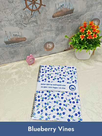 Blueberry Vines Cover Design - Large Size A4 Notebook - 200 Pages