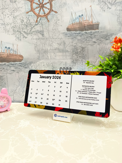 Midnight Jungle - 2026 UPSC Desk Calendar with Important UPSC Dates