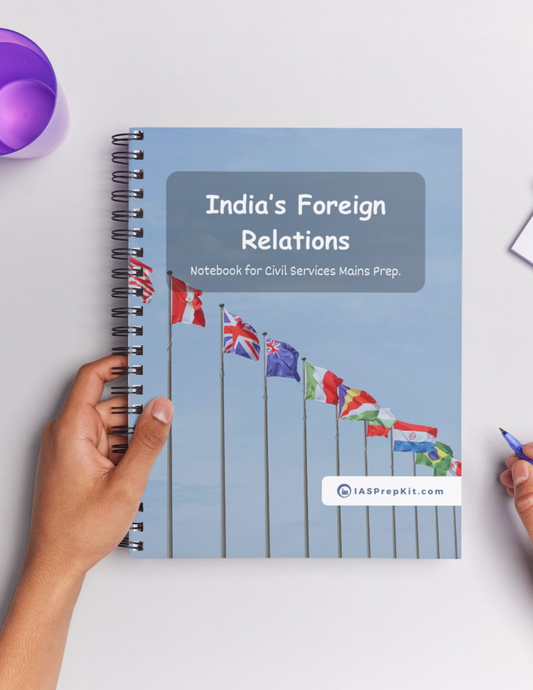 INDIA'S FOREIGN RELATIONS Cover Page - Unruled 200 Pages (UPSC QCAB Size) Notebook - for MAINS - Wiro Binding (Metal Rings) - Inclusive of 12% GST - FREE Shipping