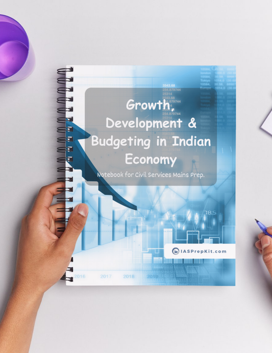 GROWTH, DEVELOPMENT & BUDGETING IN INDIAN ECONOMY Cover Page - Unruled 200 Pages (UPSC QCAB Size) Notebook - for MAINS - Wiro Binding (Metal Rings) - Inclusive of 12% GST - FREE Shipping