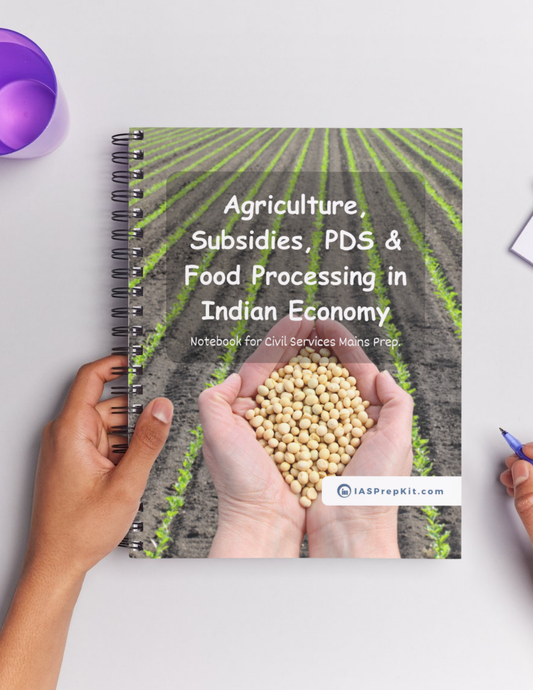 AGRICULTURE, SUBSIDIES, PDS & FOOD PROCESSING IN INDIAN ECONOMY Cover Page - Unruled 200 Pages (UPSC QCAB Size) Notebook - for MAINS - Wiro Binding (Metal Rings) - Inclusive of 12% GST - FREE Shipping