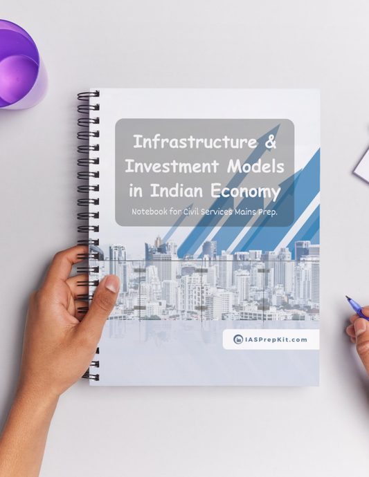 INFRASTRUCTURE & INVESTMENT MODELS IN INDIAN ECONOMY Cover Page - Unruled 200 Pages (UPSC QCAB Size) Notebook - for MAINS - Wiro Binding (Metal Rings) - Inclusive of 12% GST - FREE Shipping