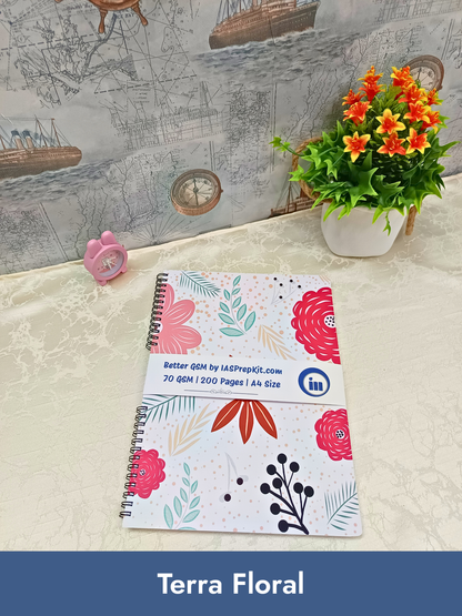 Terra Floral Cover Design - Large Size A4 Notebook - 200 Pages