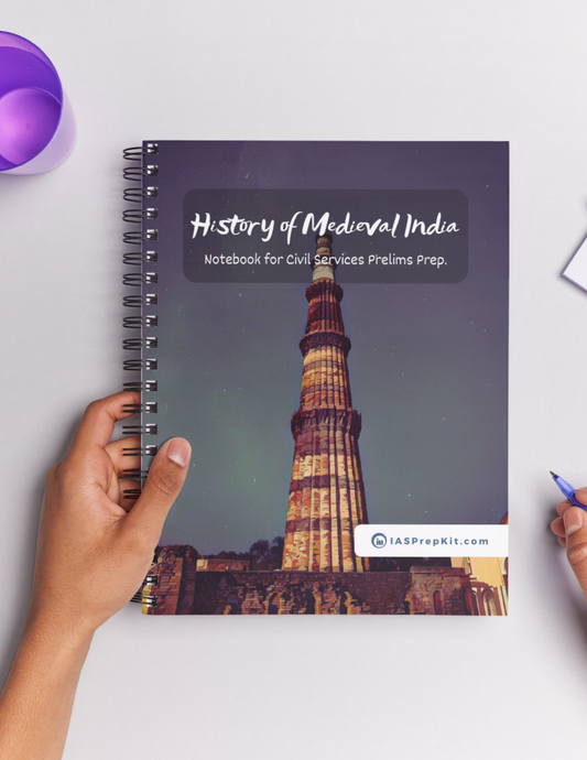 HISTORY OF MEDIEVAL INDIA Cover Page - Unruled 200 Pages (UPSC QCAB Size) Notebook - for PRELIMS - Wiro Binding (Metal Rings) - Inclusive of 12% GST - FREE Shipping