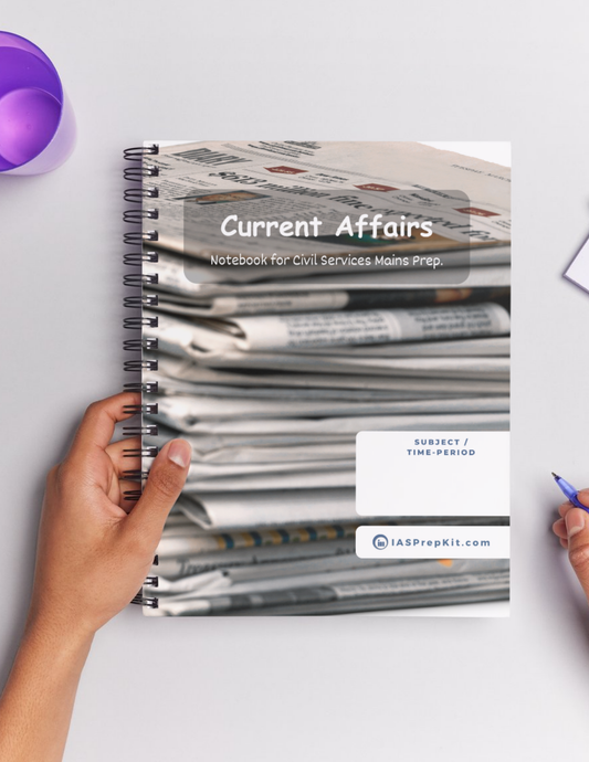 CURRENT AFFAIRS Cover Page - Unruled 200 Pages (UPSC QCAB Size) Notebook - for MAINS - Wiro Binding (Metal Rings) - Inclusive of 12% GST - FREE Shipping