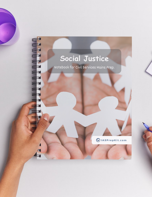 SOCIAL JUSTICE Cover Page - Unruled 200 Pages (UPSC QCAB Size) Notebook - for MAINS - Wiro Binding (Metal Rings) - Inclusive of 12% GST - FREE Shipping