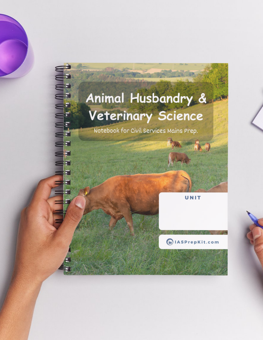 ANIMAL HUSBANDRY & VETERINARY SCIENCE Cover Page - Unruled 200 Pages (UPSC QCAB Size) Notebook - for MAINS - Wiro Binding (Metal Rings) - Inclusive of 12% GST - FREE Shipping