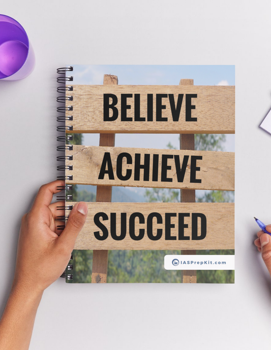 BELIEVE ACHIEVE SUCCEED Cover Page - Unruled 200 Pages (UPSC QCAB Size) Notebook - Wiro Binding (Metal Rings) - Inclusive of 12% GST - FREE Shipping