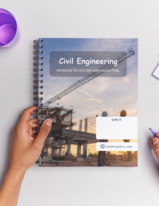 CIVIL ENGINEERING Cover Page - Unruled 200 Pages (UPSC QCAB Size) Notebook - for MAINS - Wiro Binding (Metal Rings) - Inclusive of 12% GST - FREE Shipping