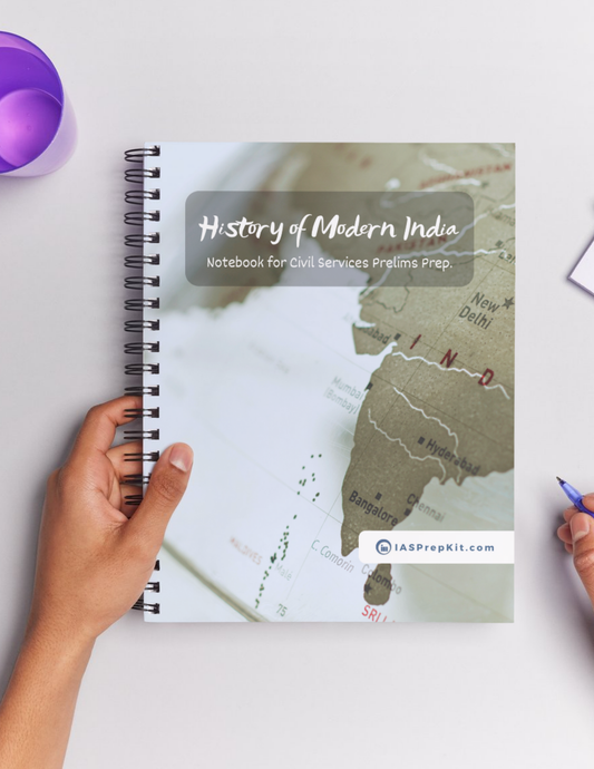 HISTORY OF MODERN INDIA Cover Page - Unruled 200 Pages (UPSC QCAB Size) Notebook - for PRELIMS - Wiro Binding (Metal Rings) - Inclusive of 12% GST - FREE Shipping
