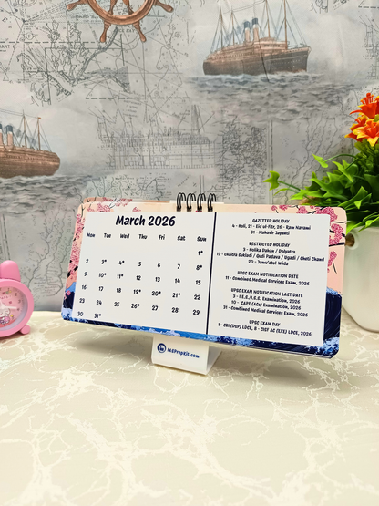 Sakura Waves - 2026 UPSC Desk Calendar with Important UPSC Dates