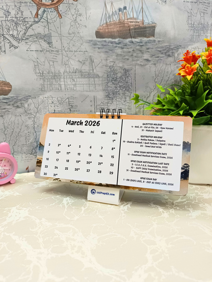 Art Glitch - 2026 UPSC Desk Calendar with Important UPSC Dates