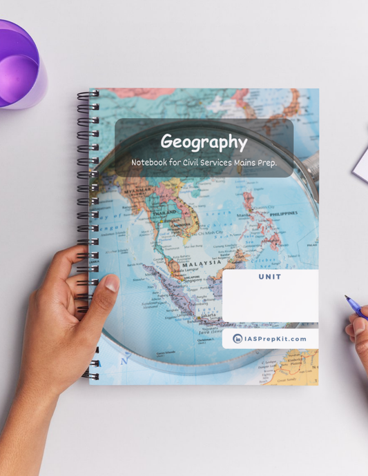 GEOGRAPHY Cover Page - Unruled 200 Pages (UPSC QCAB Size) Notebook - for MAINS - Wiro Binding (Metal Rings) - Inclusive of 12% GST - FREE Shipping
