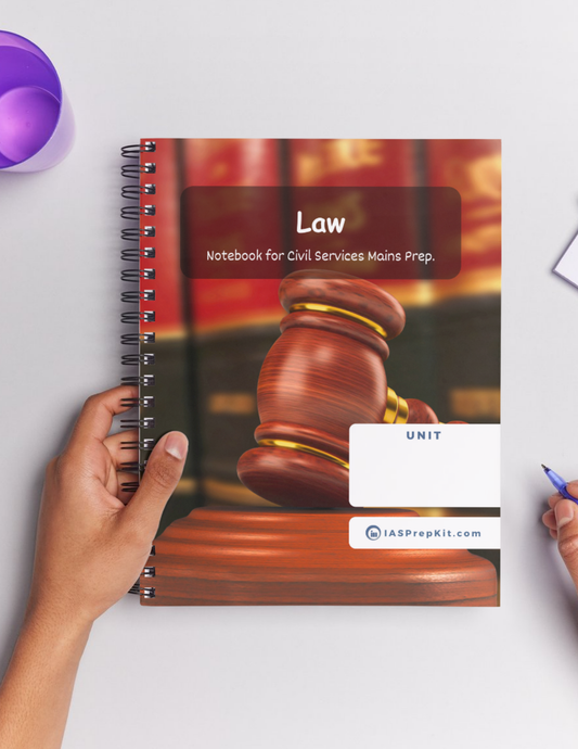 LAW Cover Page - Unruled 200 Pages (UPSC QCAB Size) Notebook - for MAINS - Wiro Binding (Metal Rings) - Inclusive of 12% GST - FREE Shipping