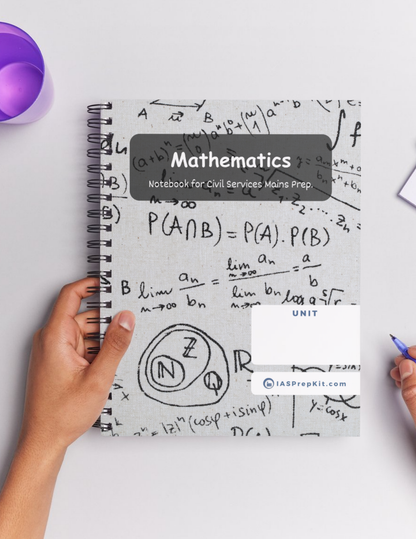 MATHEMATICS Cover Page - Unruled 200 Pages (UPSC QCAB Size) Notebook - for MAINS - Wiro Binding (Metal Rings) - Inclusive of 12% GST - FREE Shipping