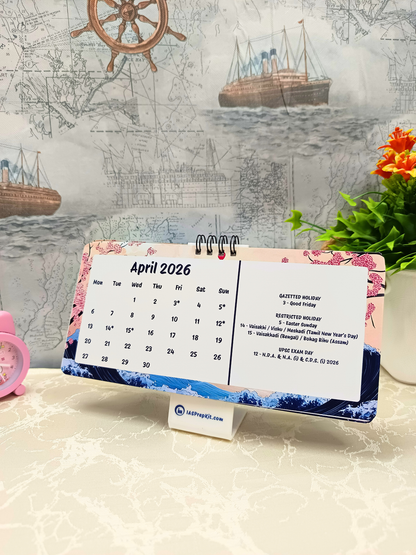 Sakura Waves - 2026 UPSC Desk Calendar with Important UPSC Dates