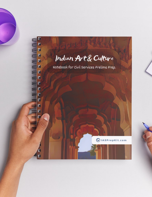 INDIAN ART & CULTURE Cover Page - Unruled 200 Pages (UPSC QCAB Size) Notebook - for PRELIMS - Wiro Binding (Metal Rings) - Inclusive of 12% GST - FREE Shipping