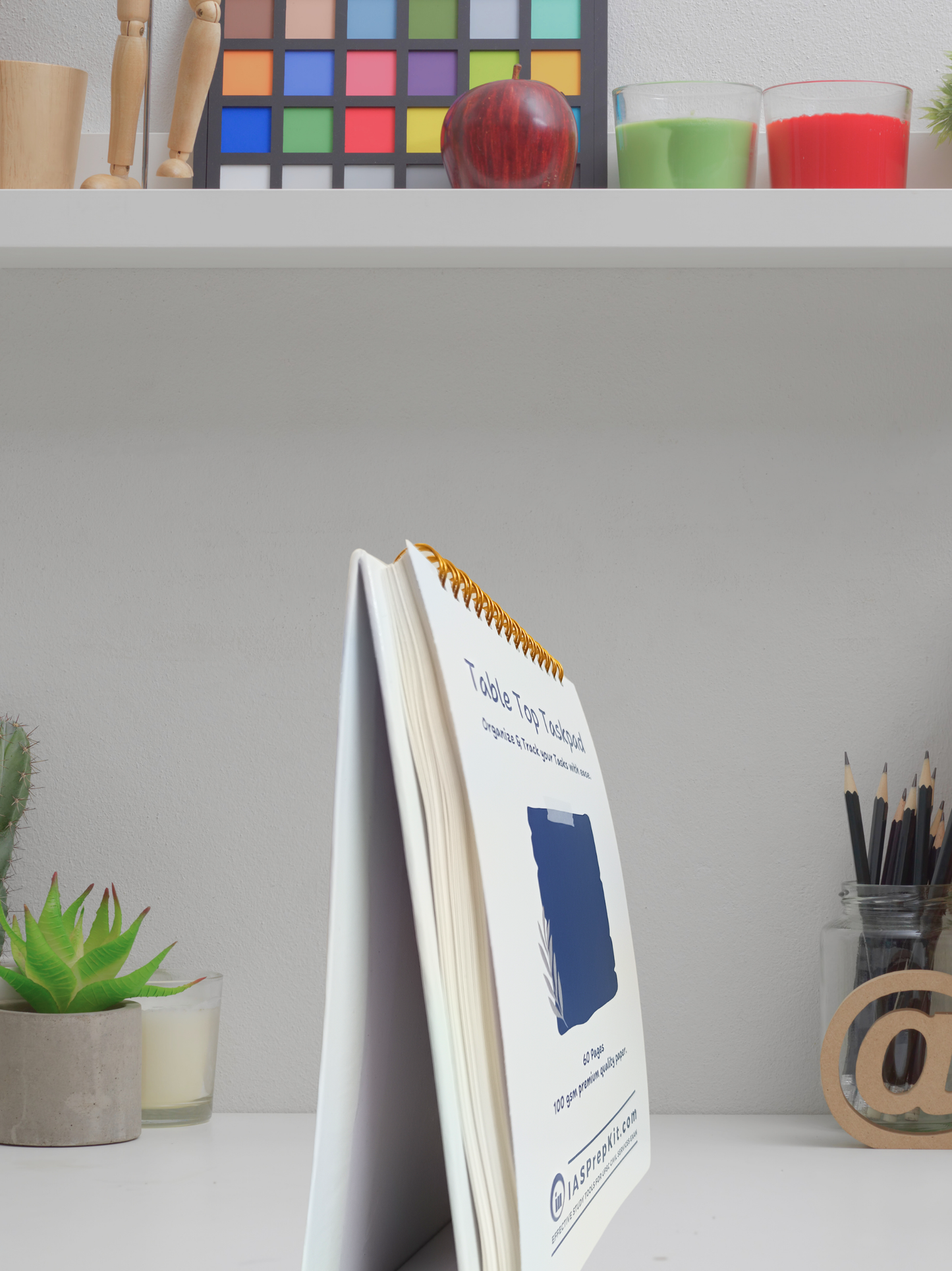 Table-Top Taskpad for Daily Task & Reminder Management - A5 Size, Premium 100 GSM Bond Paper, Wiro Binding with Golden Rings