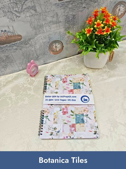 Botanica Tiles Cover Design - Standard Size B5 Notebook - 200 Pages
